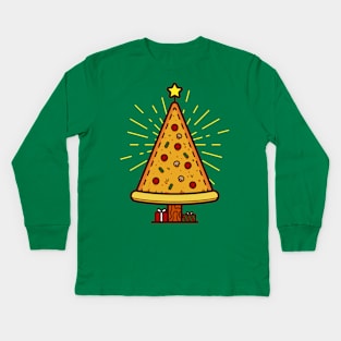 Christmas Tree Pizza Kids Long Sleeve T-Shirt